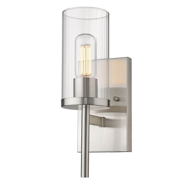 Golden Lighting 7011-1W PW-CLR Winslett 1 Light 14 inch Tall Wall Sconce in Pewter with Ribbed Clear Glass