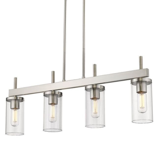Golden Lighting 7011-LP PW-CLR Winslett 4 Light 35 inch Linear Light in Pewter with Ribbed Clear Glass
