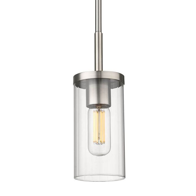 Golden Lighting 7011-M1L PW-CLR Winslett 1 Light 5 inch Pendant in Pewter with Ribbed Clear Glass