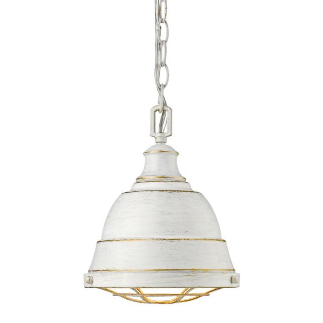 Golden Lighting 7312-S FW Bartlett 9 Inch Small Pendant In French White With French White Shade