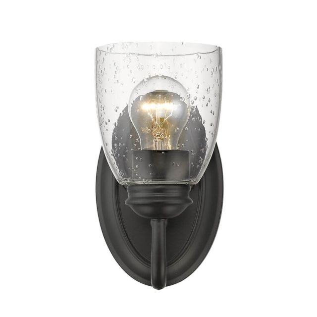 Golden Lighting Parrish 1 Light 5 inch Bath Vanity In Black With Seeded Glass 8001-BA1 BLK-SD