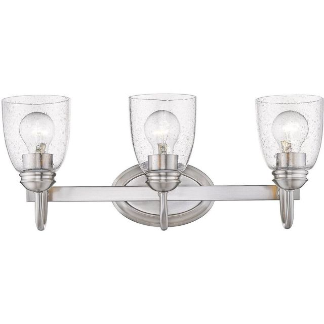 Golden Lighting Parrish 3 Light 21 inch Bath Vanity Light in Pewter with Seeded Glass 8001-BA3 PW-SD
