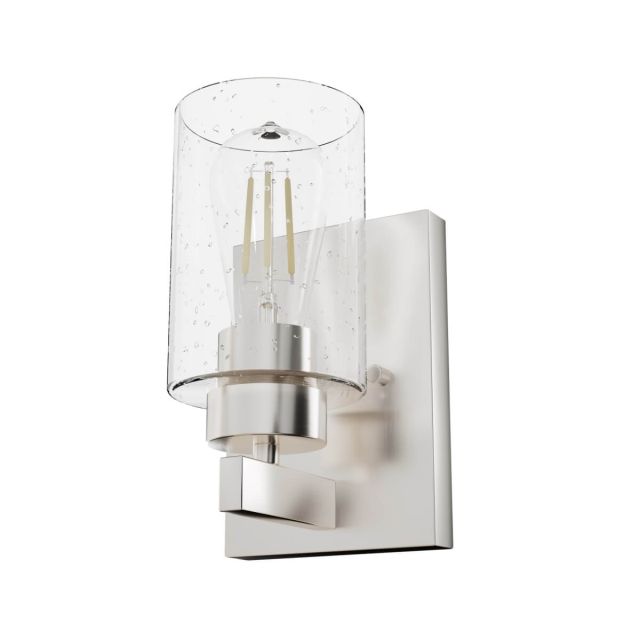 Hunter 13071 Hartland 1 Light 9 inch Tall Wall Sconce in Brushed Nickel with Seeded Cylinder Glass