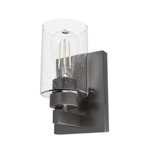 Hunter 13073 Hartland 1 Light 9 inch Tall Wall Sconce in Noble Bronze with Seeded Cylinder Glass