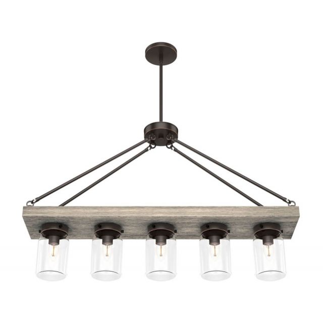 Hunter 19006 Devon Park 5 Light 38 inch Linear Light in Onyx Bengal with Clear Glass