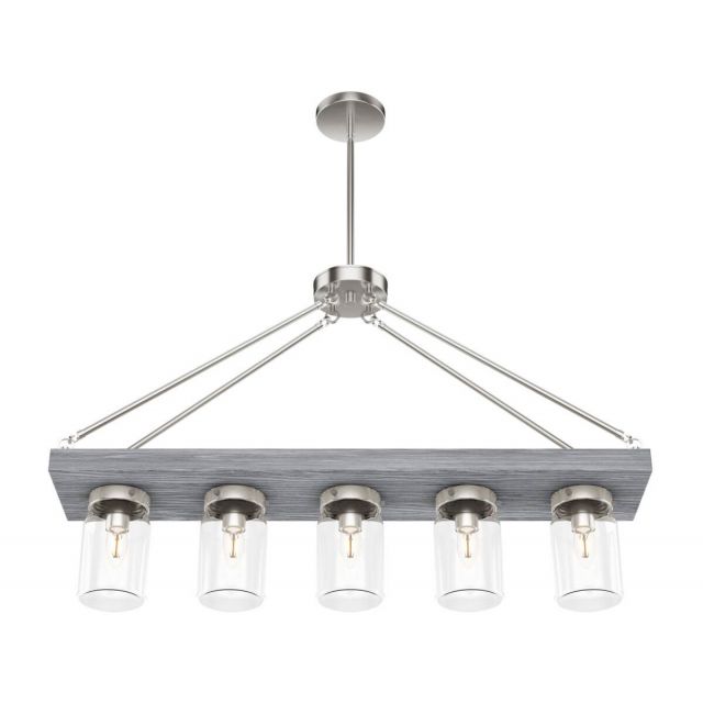 Hunter 19007 Devon Park 5 Light 38 inch Linear Light in Brushed Nickel with Clear Glass