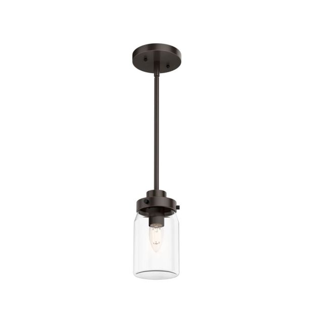 Hunter Devon Park 1 Light 5 inch Mini Pendant in Onyx Bengal with Clear Glass 19008