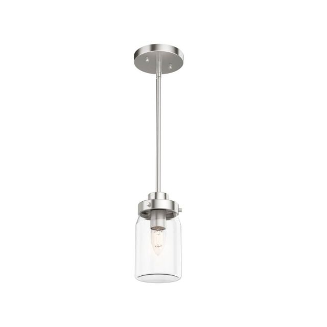 Hunter 19009 Devon Park 1 Light 4 inch Mini Pendant in Brushed Nickel with Clear Glass