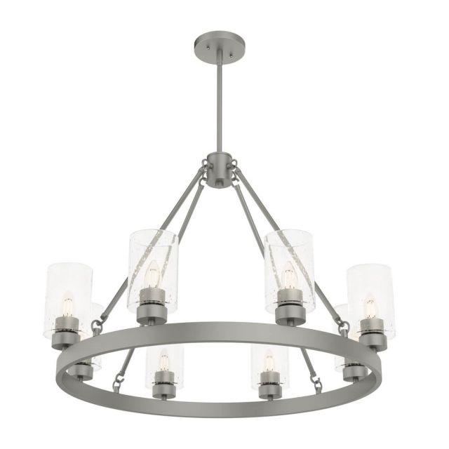Hunter 19010 Hartland 8 Light 32 inch Chandelier in Matte Silver with Seeded Glass