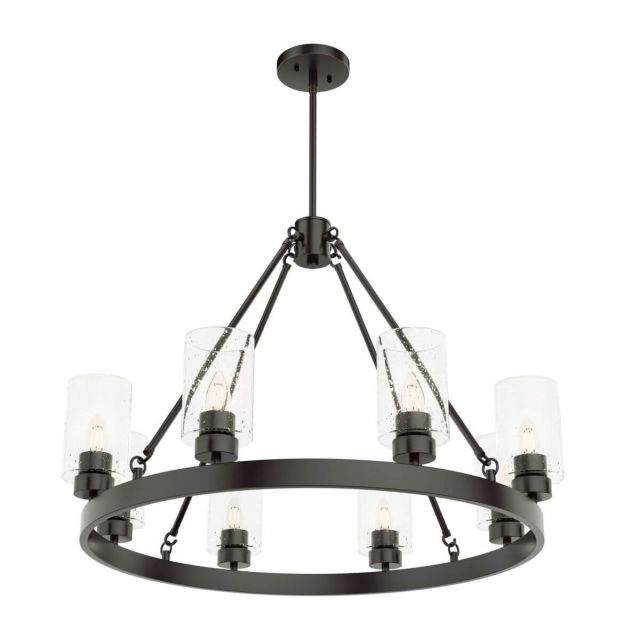Hunter 19011 Hartland 8 Light 32 inch Chandelier in Noble Bronze with Seeded Glass
