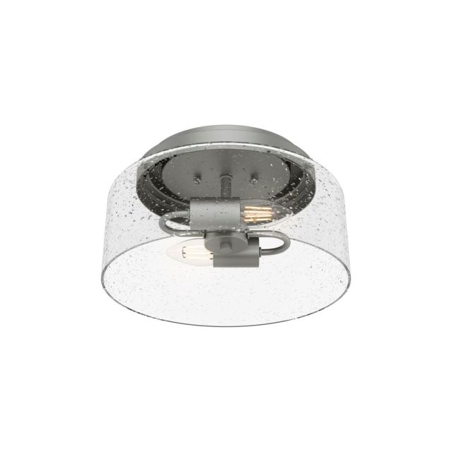 Hunter 19014 Hartland 2 Light 12 inch Flush Mount in Matte Silver with Seeded Glass