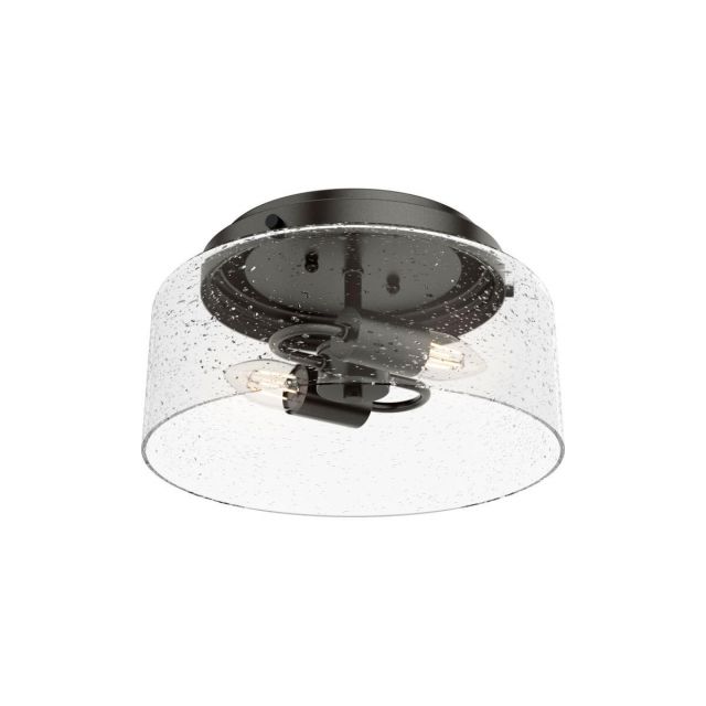 Hunter 19015 Hartland 2 Light 12 inch Flush Mount in Noble Bronze with Seeded Glass