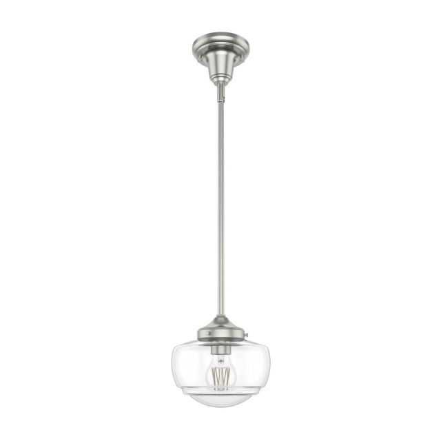 Hunter 19029 Saddle Creek 1 Light 8 inch Mini Pendant in Brushed Nickel with Seeded Glass