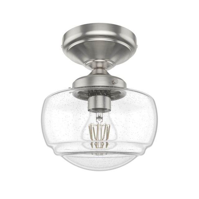 Hunter Saddle Creek 1 Light 7 inch Semi-Flush Mounts in Brushed Nickel with Clear Seeded Glass 19049