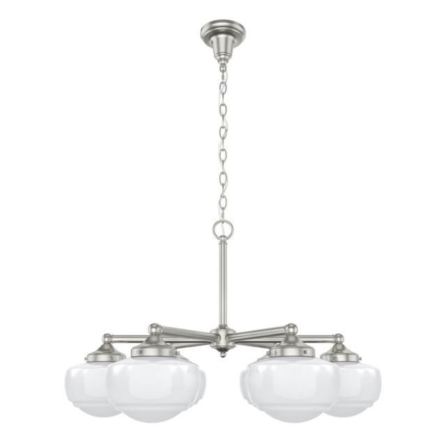 Hunter Saddle Creek 6 Light 30 inch Chandelier in Brushed Nickel with Cased White Glass 19062