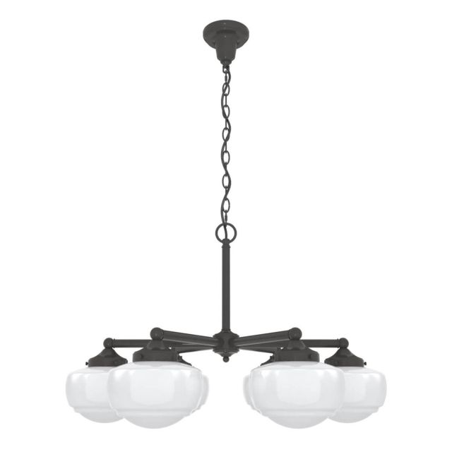 Hunter Saddle Creek 6 Light 30 inch Chandelier in Noble Bronze with Cased White Glass 19120