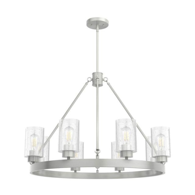 Hunter 19135 Hartland 8 Light 32 inch Chandelier in Brushed Nickel with Seeded Glass