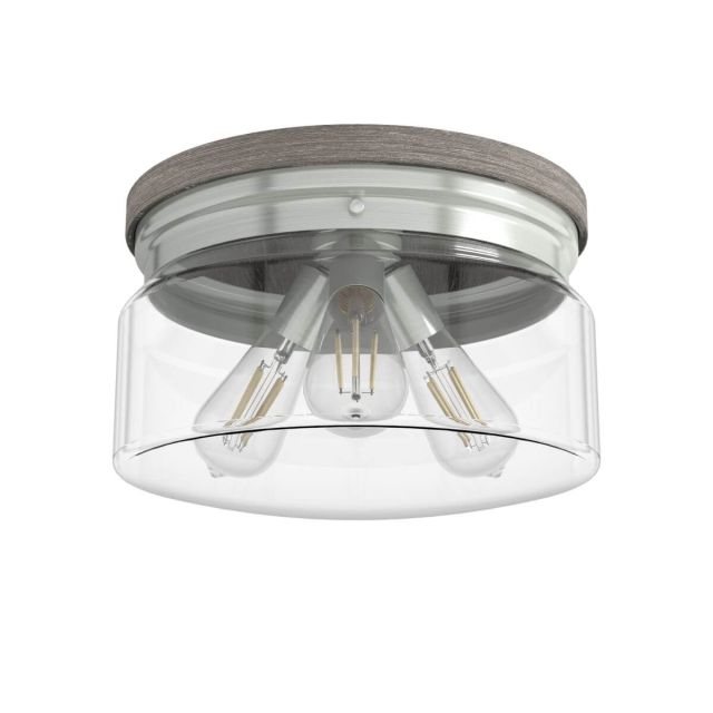 Hunter Devon Park 3 Light 13 inch Flush Mount in Brushed Nickel with Clear Glass 19152