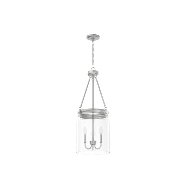 Hunter 19154 Devon Park 3 Light 12 inch Pendant in Brushed Nickel with Clear Glass