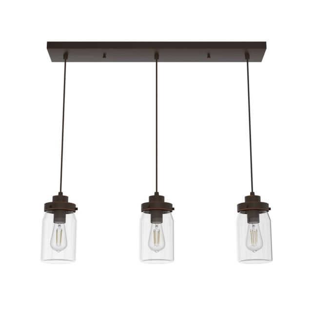 Hunter 19155 Devon Park 3 Light 29 inch Cluster Linear Light in Onyx Bengal with Clear Glass