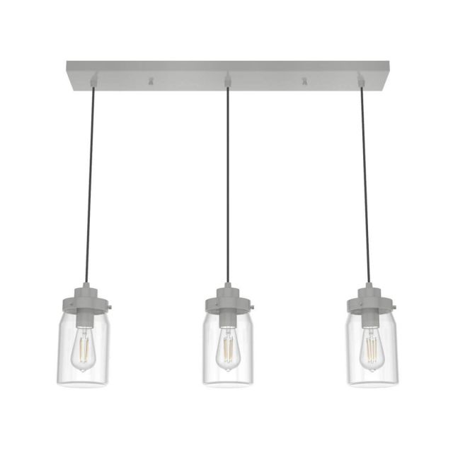 Hunter 19156 Devon Park 3 Light 29 inch Cluster Linear Light in Brushed Nickel with Clear Glass