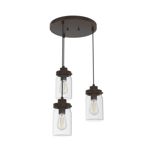 Hunter 19157 Devon Park 3 Light 5 inch Cluster Round Chandelier in Onyx Bengal with Clear Glass