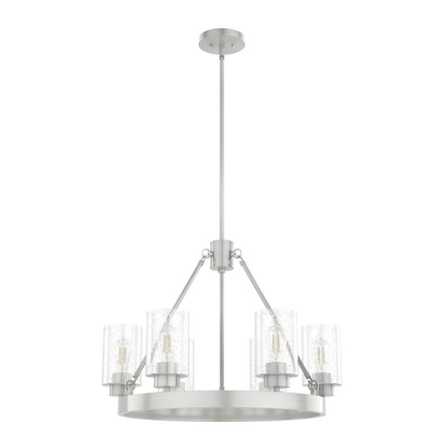 Hunter 19161 Hartland 6 Light 24 inch Chandelier in Brushed Nickel with Seeded Glass