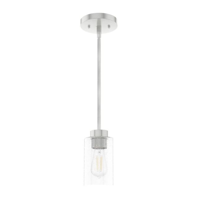 Hunter 19166 Hartland 1 Light 4 inch Mini Pendant in Brushed Nickel with Seeded Glass