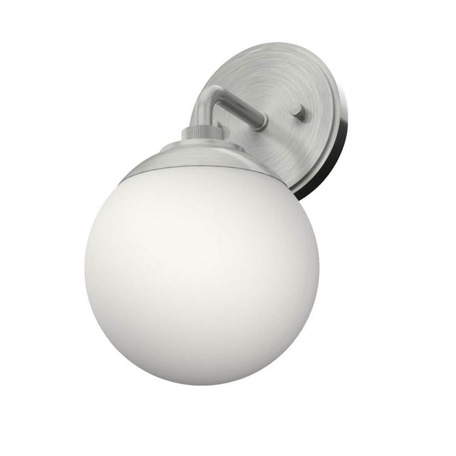 Hunter 19176 Hepburn 1 Light 11 inch Tall Wall Sconce in Brushed Nickel with Cased White Glass