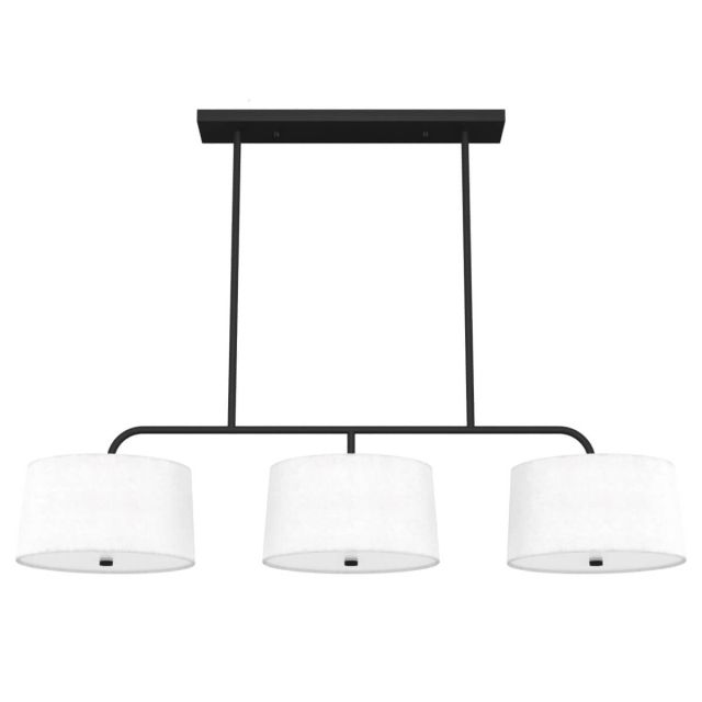 Hunter Cottage Hill 6 Light 49 inch Linear Light in Natural Black Iron with Off White Linen Shade and Frosted Glass 19181
