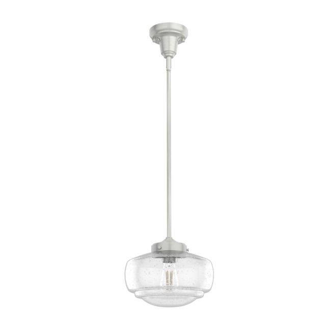 Hunter 19189 Saddle Creek 1 Light 10 inch Mini Pendant in Brushed Nickel with Clear Seeded Glass