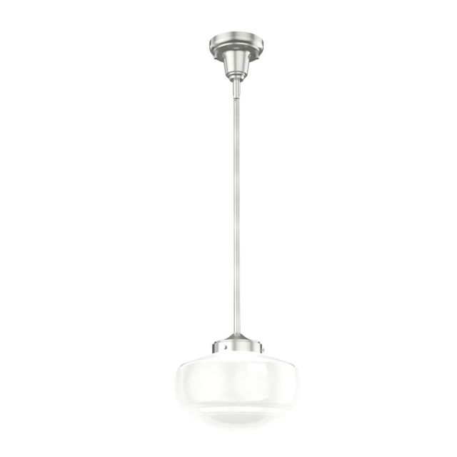 Hunter Saddle Creek 1 Light 10 inch Mini Pendant in Brushed Nickel with Cased White Glass 19190