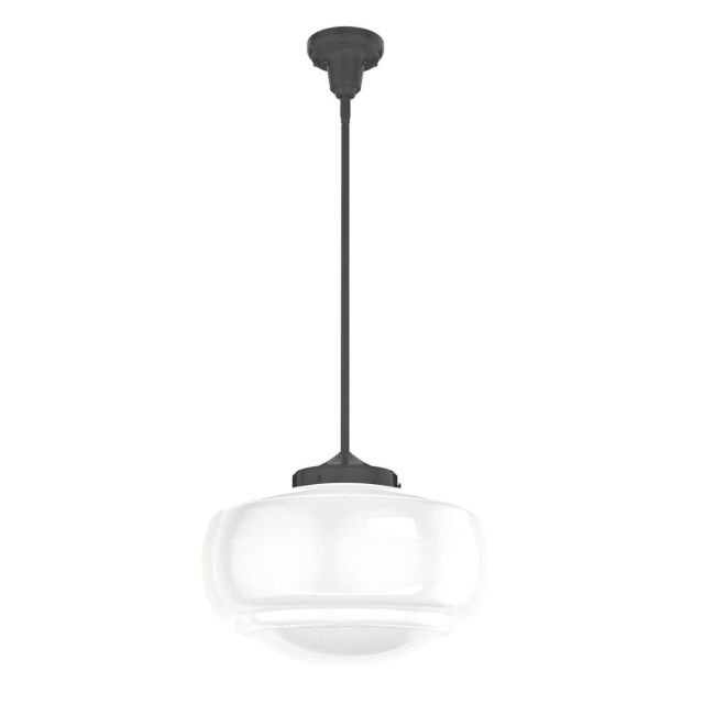 Hunter 19192 Saddle Creek 1 Light 16 inch Pendant in Noble Bronze with Cased White Glass