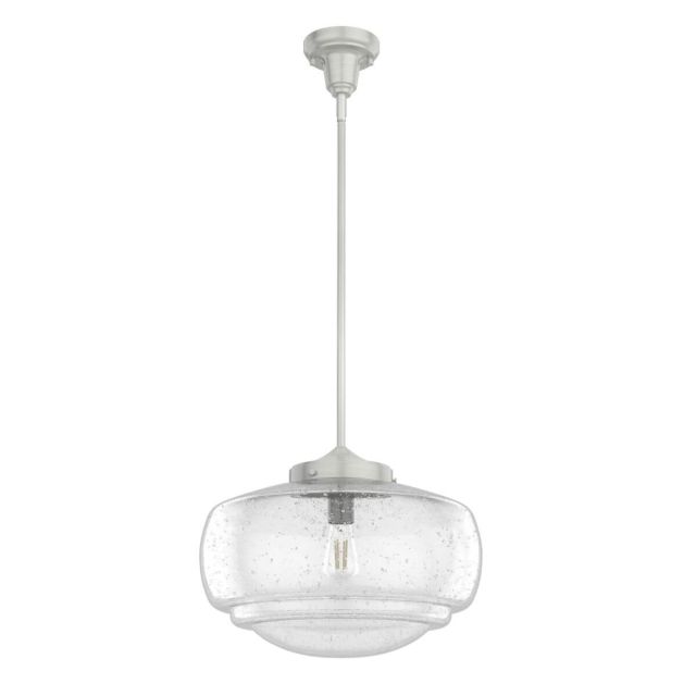 Hunter Saddle Creek 1 Light 16 inch Pendant in Brushed Nickel with Clear Seeded Glass 19193