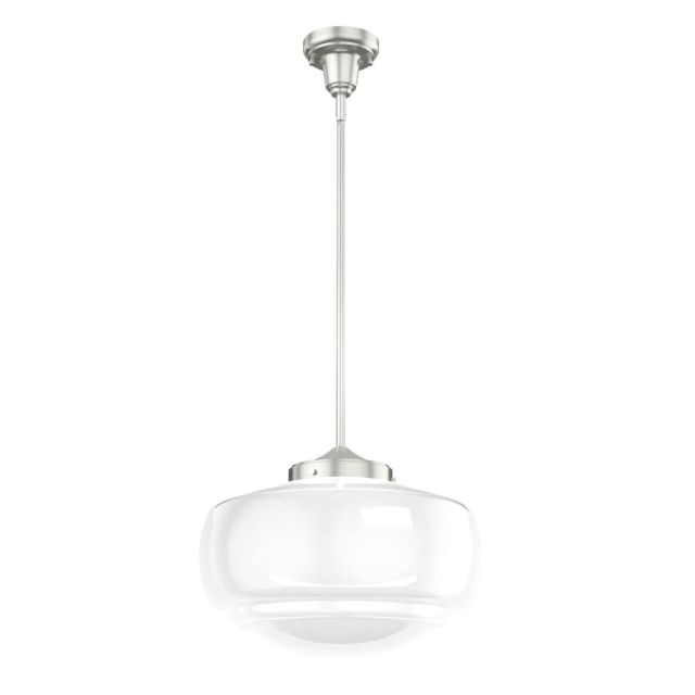Hunter Saddle Creek 1 Light 16 inch Pendant in Brushed Nickel with Cased White Glass 19194