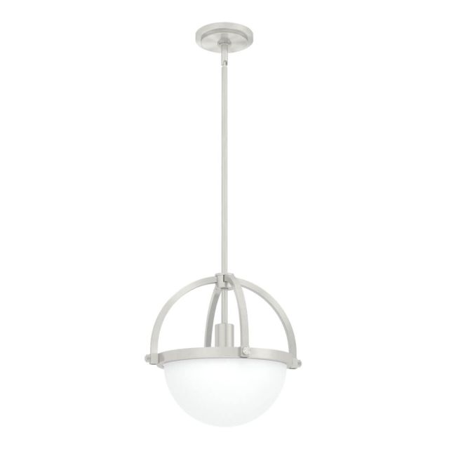 Hunter Wedgefield 1 Light 13 inch Pendant in Brushed Nickel with Frosted Cased White Glass 19233