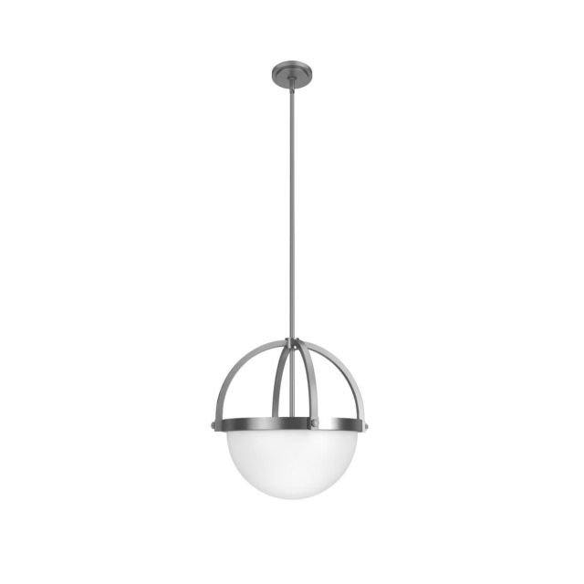 Hunter Wedgefield 3 Light 17 inch Pendant in Brushed Nickel with Frosted Cased White Glass 19235