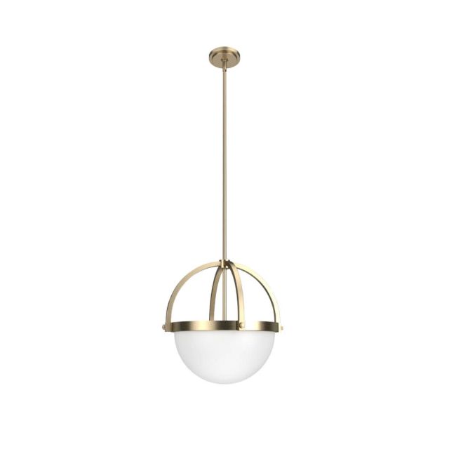 Hunter Wedgefield 3 Light 17 inch Pendant in Alturas Gold with Frosted Cased White Glass 19236
