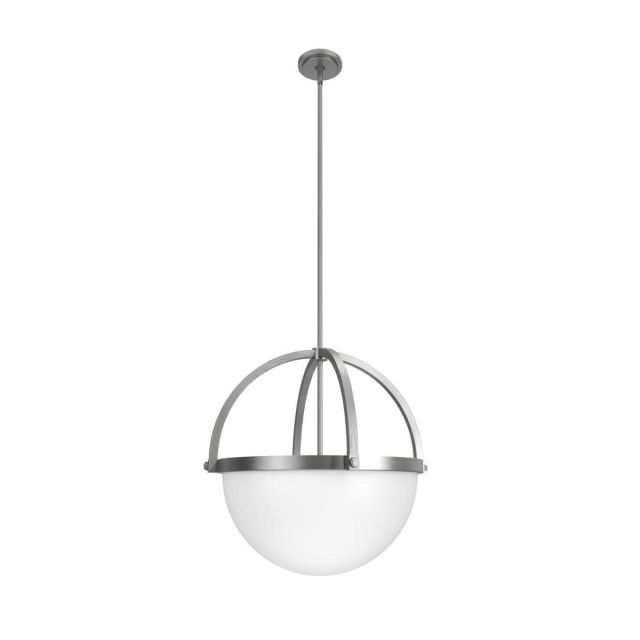 Hunter Wedgefield 4 Light 22 inch Pendant in Brushed Nickel with Frosted Cased White Glass 19237