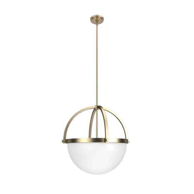 Hunter Wedgefield 4 Light 22 inch Pendant in Alturas Gold with Frosted Cased White Glass 19238