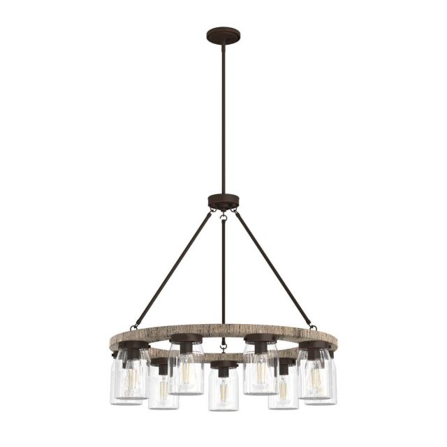 Hunter 19245 Devon Park 9 Light 31 inch Chandelier in Onyx Bengal-Barnwood with Clear Glass