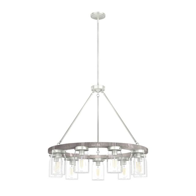 Hunter 19246 Devon Park 9 Light 31 inch Chandelier in Brushed Nickel-Grey Wood with Clear Glass