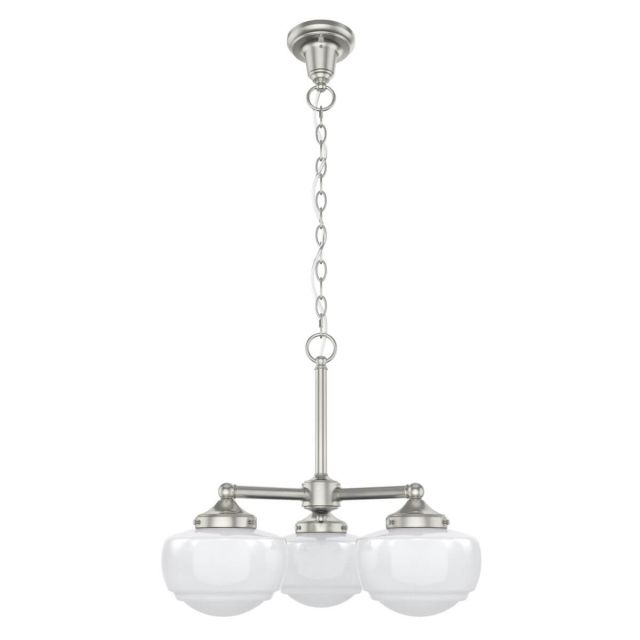 Hunter Saddle Creek 3 Light 20 inch Convertible Chandelier in Brushed Nickel with Cased White Glass 19355