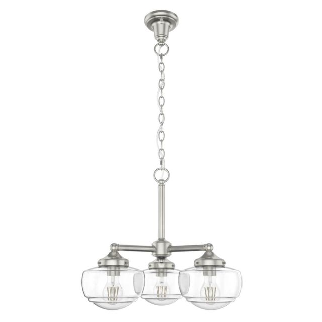 Hunter 19356 Saddle Creek 3 Light 20 inch Chandelier in Brushed Nickel with Clear Seeded Glass