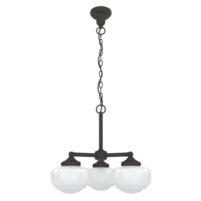 Hunter Saddle Creek 3 Light 20 inch Chandelier in Noble Bronze with Cased White Glass 19357