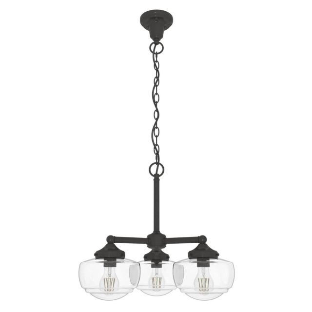 Hunter Saddle Creek 3 Light 20 inch Chandelier in Noble Bronze with Clear Seeded Glass 19358