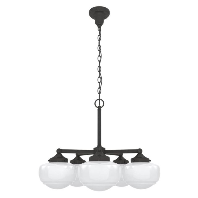 Hunter Saddle Creek 5 Light 24 inch Chandelier in Noble Bronze with Cased White Glass 19361