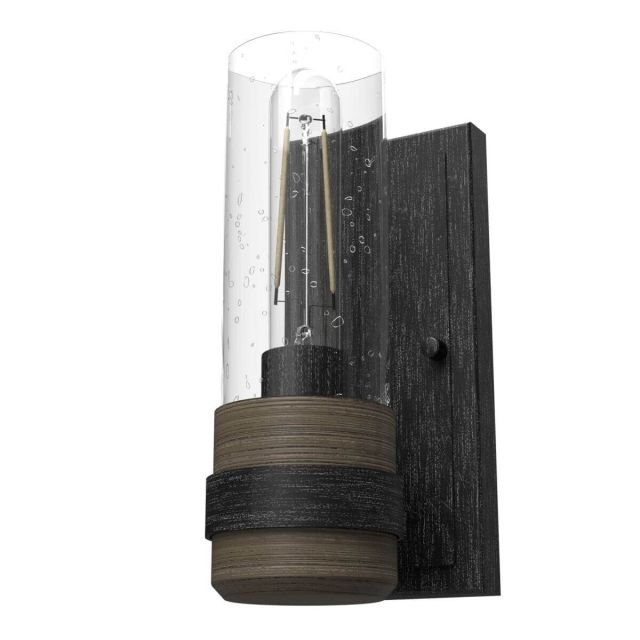 Hunter 19462 River Mill 1 Light 10 inch Tall Wall Sconce in Rustic Iron with Clear Seeded Glass