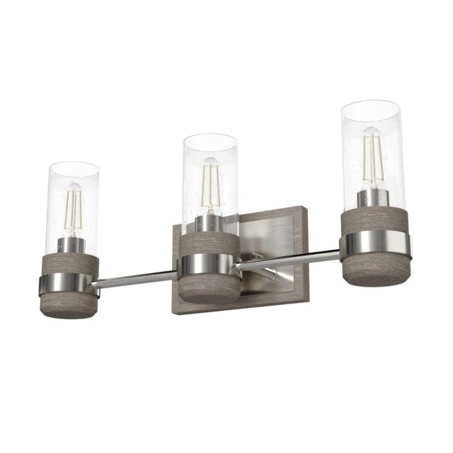 Hunter 19467 River Mill 3 Light 22 inch Bath Vanity Light in Brushed Nickel with Clear Seeded Glass