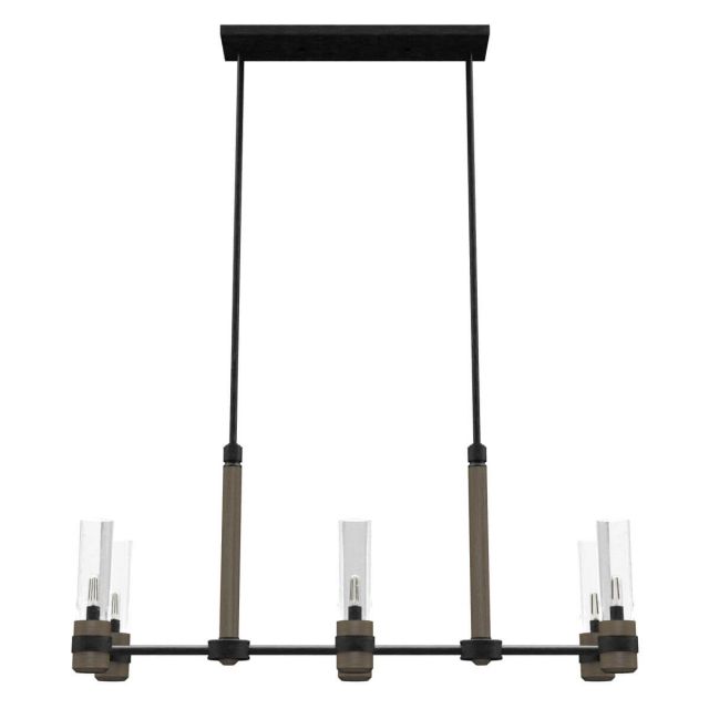 Hunter River Mill 6 Light 37 inch Linear Light in Rustic Iron with Clear Seeded Glass 19470